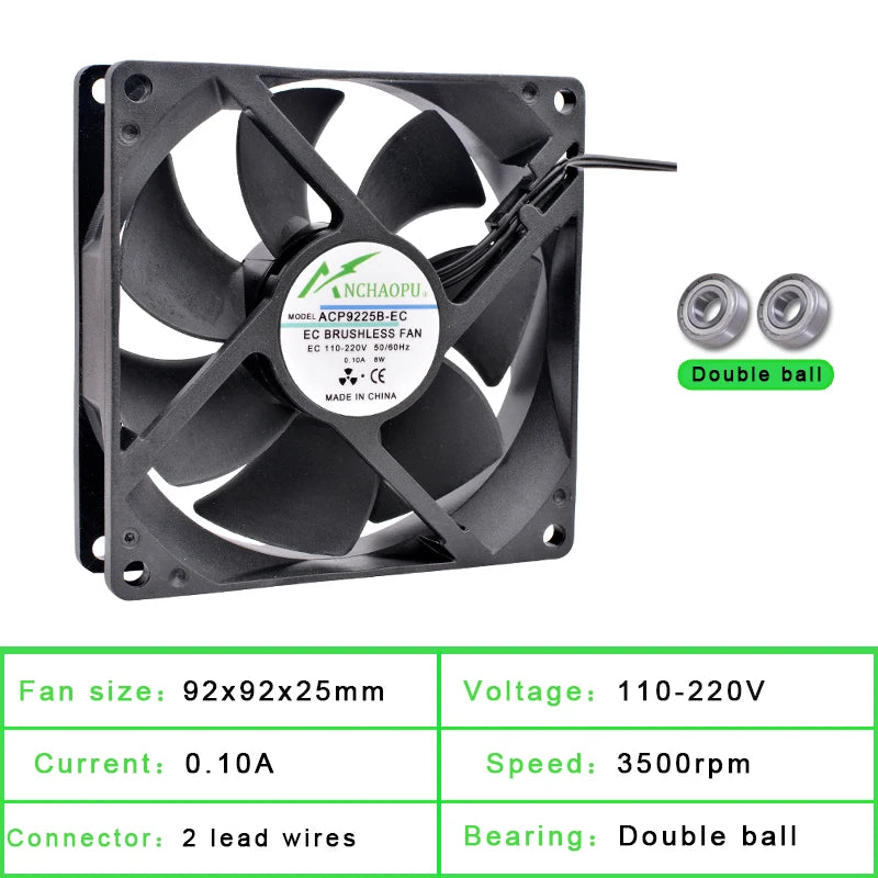 60mm 70mm 80mm 92mm 120mm 140mm Fan EC Brushless Cooling Fan AC 110V 120V 220V 240V for Cabinet Frequency Converter