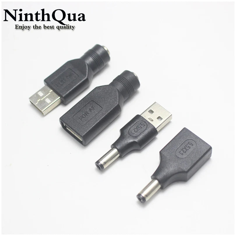 1pcs Commonly Used USB Set 5.5*2.1/5.5x2.1mm Female Jack to USB 2.0 Male Plug DC Power Male to Female Connector Adapter