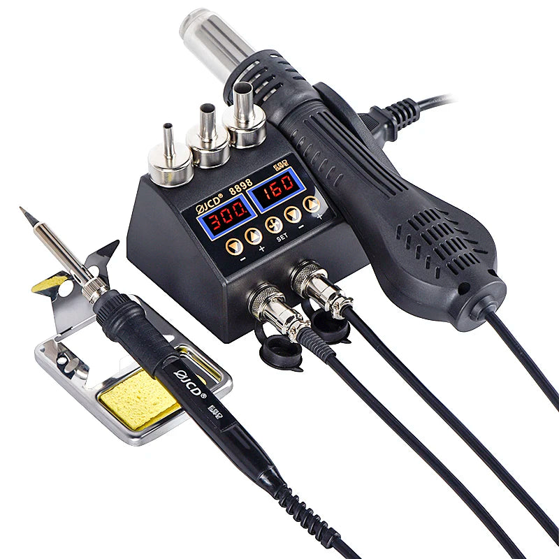 JCD 2 in 1 750W Hot Air Gun LCD Digital Display Welding Soldering Rework Station for Cell-phone BGA SMD PCB IC Solder Iron 8898