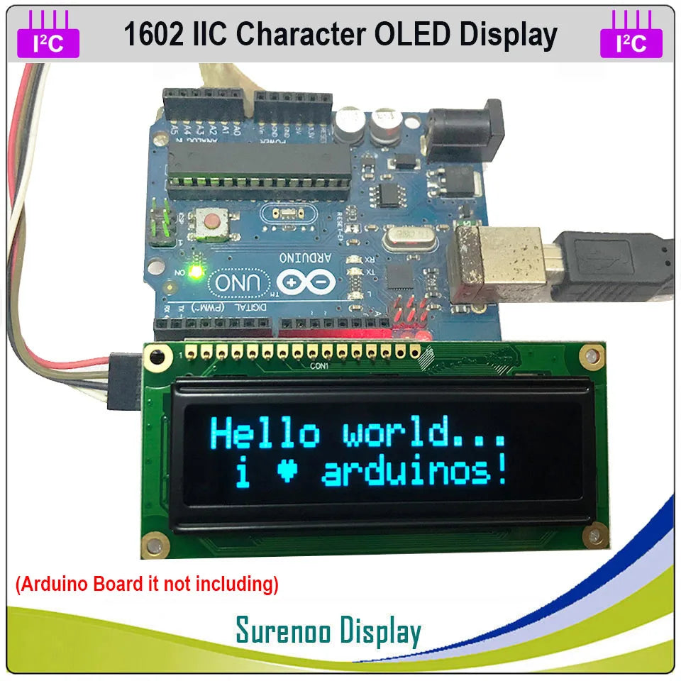 Real OLED Display, IIC/I2C/TWI 1602 162 16*2 Serial Character LCD Module Display Screen LCM