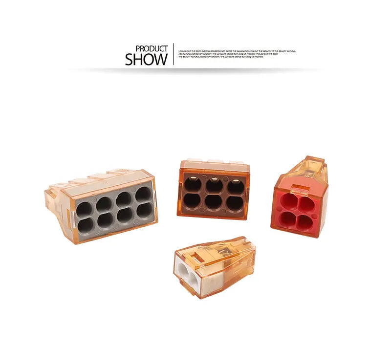 25/50/100pcs 602 604 606 608 Compact Wire Connector Push in Terminal Block Connector 2/4/6/8 Pin Lever 1.5-4 AWG 16-12