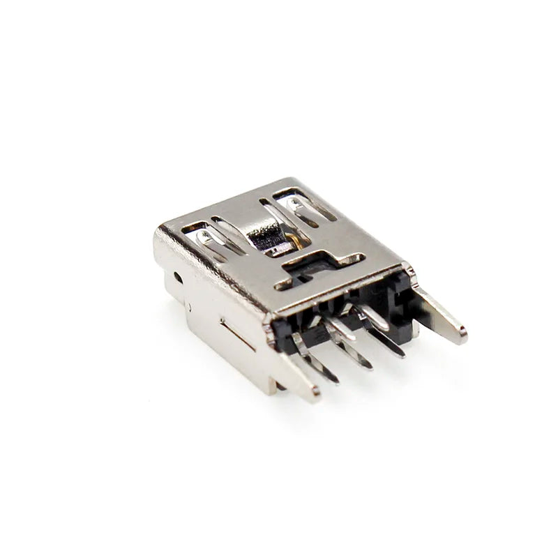 mini usb connector 5 pin Type B female DIP 2 straight-pin PCB soldering socket jack in-line connector