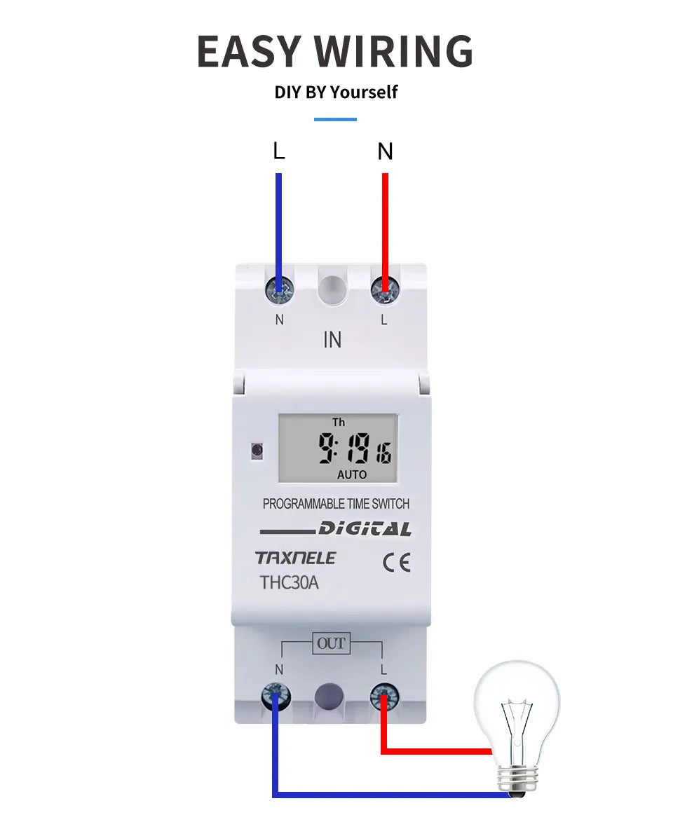 New Type Din Rail 2 Wire Weekly 7 Days Programmable Digital TIME SWITCH Relay Timer Control AC 220V 230V 12V 24V 48V 16A 30A
