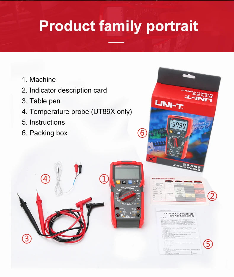 UNI-T Multimeter Professional UT890C UT890D+ UT89X UT89XD UT89XE UT60S UT60BT UT61B+ UT61D+ UT61E Plus Electrical Multi Meter