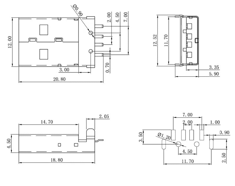 5/10Pcs USB 2.0 A Male Connector Type A 4 Pin SMT SMD DIP Panel Mount Plug Jack Socket Connector DIY