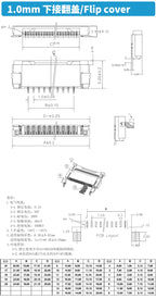 10pcs 0.5mm 1mm Pitch FPC FFC Under Clamshell Socket Flat Cable Connector 4P 5P 6P 8P 10P 12P 14P 16P 20P 22P 24P 30P 34P 40P 50