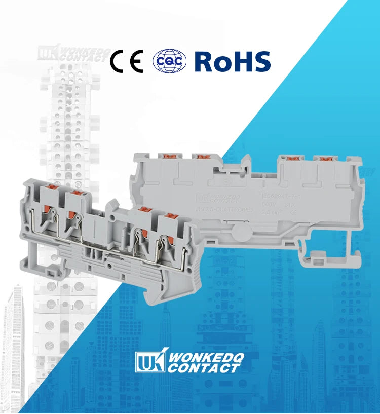 10Pcs PT2.5-QU Push-In Spring 4-Conductor Strip Plug PT 2.5 QUATTRO Wire Electrical Connector Din Rail Terminal Block PT 2.5-QU
