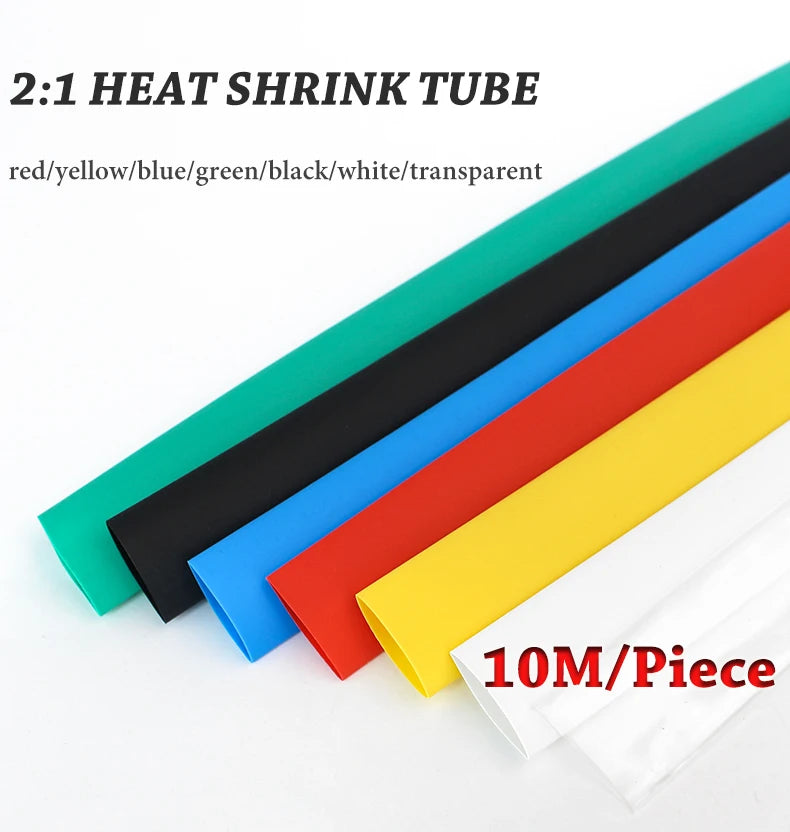 10M/lot Set Heat Shrink Tube 2:1 Kit Insulation Sleeving Termoretractil Polyolefin Shrinking Assorted Heat Tubing Wire Cable