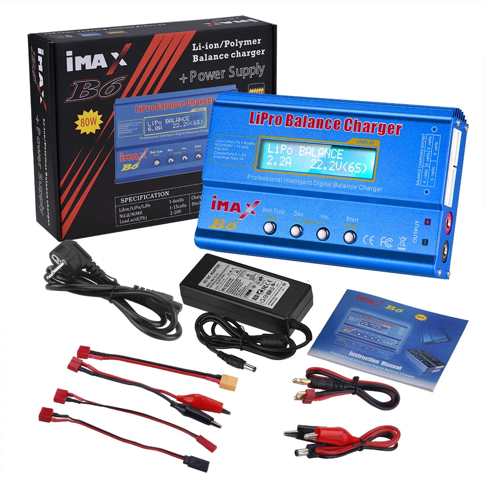 HTRC imax b6 80W Lipo Charger For Lipo NiMh Li-ion Ni-Cd Battery Balance Charger Discharger With 12V 6A Power Supply Optional