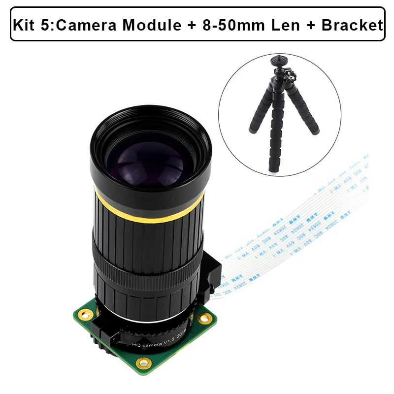 Raspberry Pi High Quality Camera 12.3MP IMX477 Sensor Camera with Telephoto/Wide Angle/HD Zoom Telephoto Lens for Pi 4B/3B+/Zero