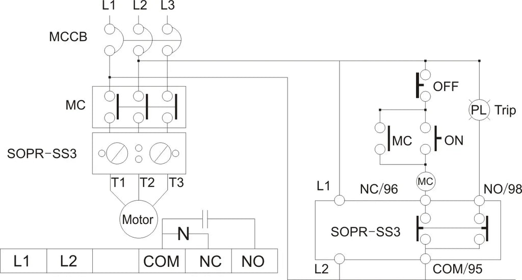Samwha-Dsp SOPR-SS3-220 Electronic Overload Relay Motor Protector Thermal Overload Relay (Un:90-260VAC)
