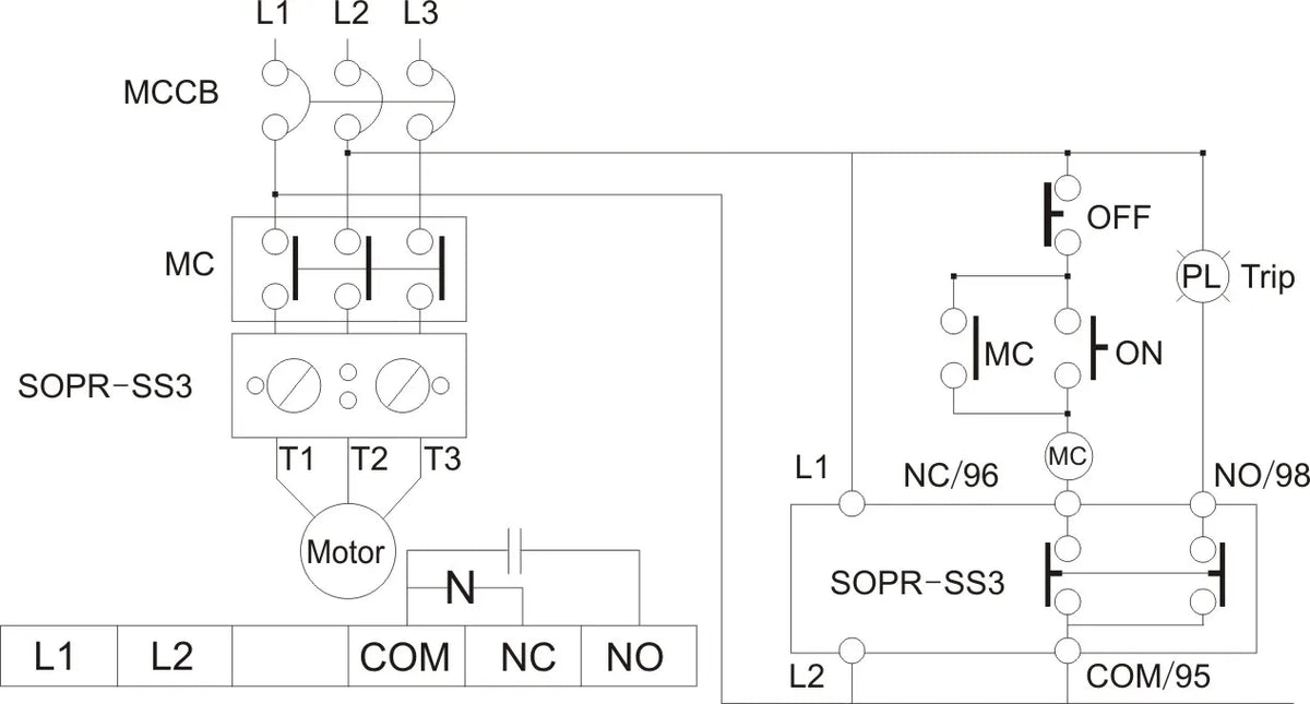 Samwha-Dsp SOPR-SS3-440 Electronic Overload Relay Motor Protector Thermal Overload Relay (Un:180-460VAC)