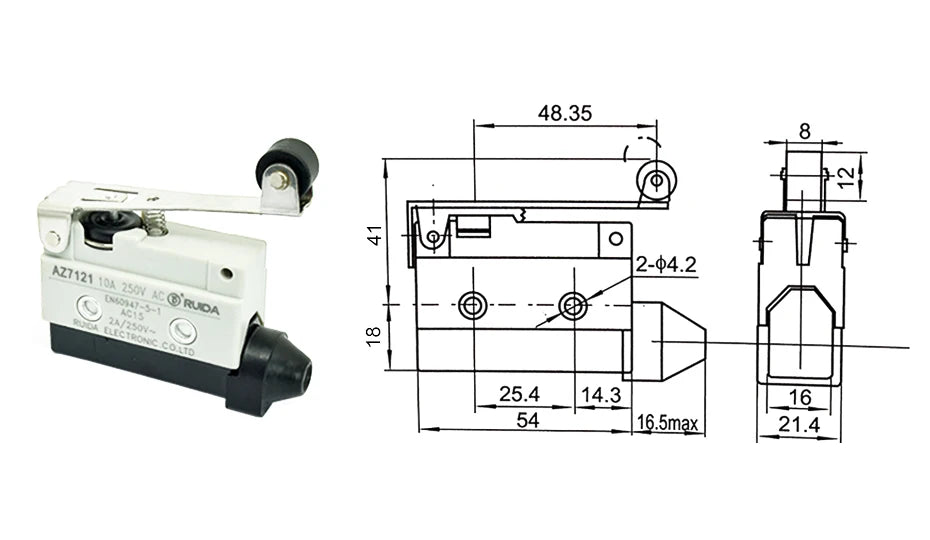 10A 250VAC AZ-7312 AZ-7311 AZ-7121 AZ-7310 TZ-7141 Waterproof Micro Switch Travel Limit Switch Straight 90degree Roller Lever