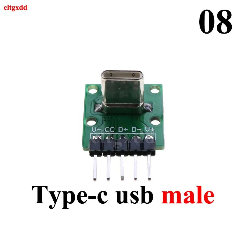 1pcs Micro Mini USB Type C USB 2.0 3.0 Male Female PCB Connector 90 Degree Data Charging Cable Jack Test Board with Pin Header