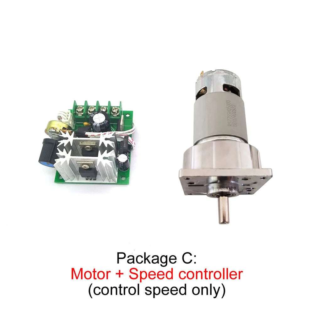 80kg.cm Large Torque 5~500rpm 35W 775 12V DC Gear Motor 24V Mini Electric Machine Reducer For Electric Tools Customized