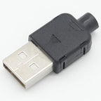 10 Sets DIY USB 2.0 Connector Plug A Type Male 4 Pin Assembly Adapter Socket Solder Type Black Plastic Shell For Data Connection