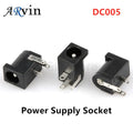 10Pcs/Lot DC-005 PCB Mount 5.5 X 2.1/2.5 mm Female DC Power Jack Plug Socket Connector DC005 Black 5.5*2.1/2.5MM