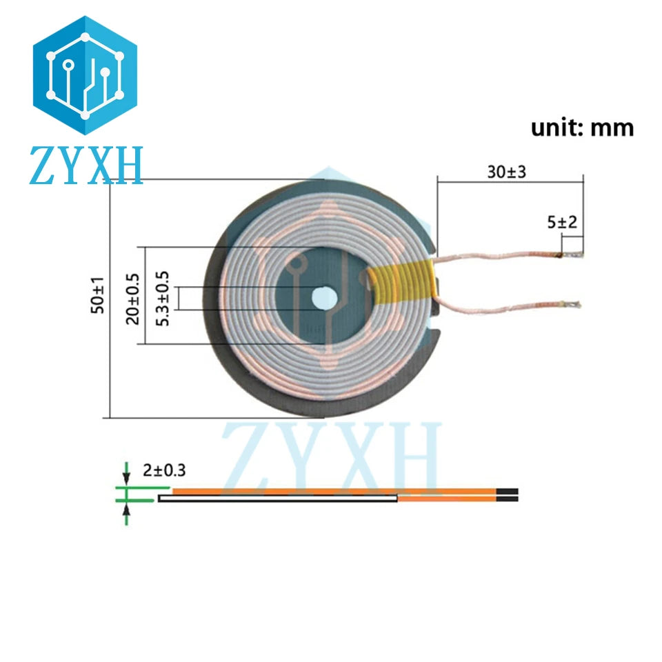 35mm 50mm Wireless Charger Transmitter Coil Universal Wireless Charging DIY PCBA Circuit Coil