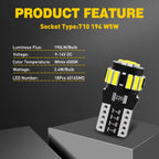 AUXITO 10/8/6/4/2Pcs Canbus T10 W5W 194 501 Led No Error 5W5 Car Interior Light SMD 4014 Chip Pure White Instrument Lights Bulb