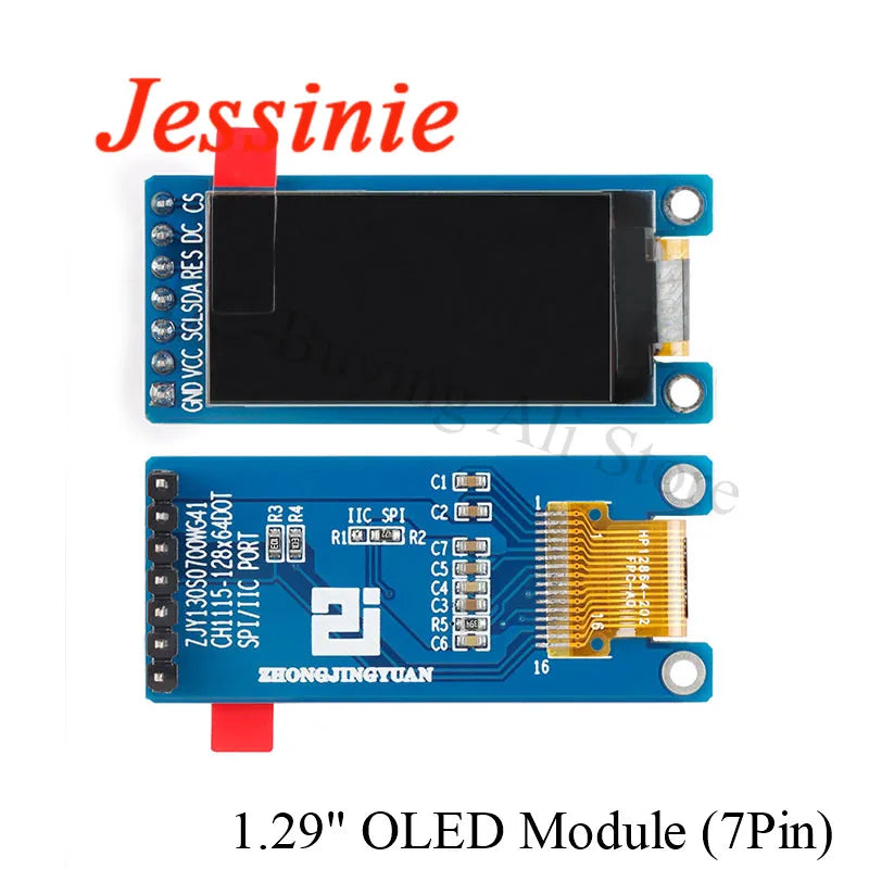 1.29 Inch OLED Module 1.29" 12864 Screen White 128X64 OLED LCD LED Display Module IIC SPI Interface CH1115 for Arduino 4Pin 7Pin