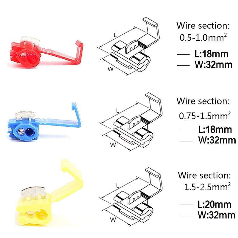 Wire Connector Scotch Lock Electric Quick Splice Terminals Crimp Non Destructive Without Breaking Cable Insulated Line AWG 22-10
