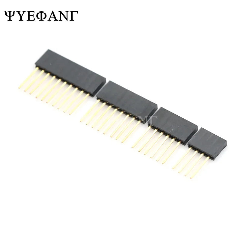 10Pcs 2.54mm Single Row Stackable Long Legs Female Header Connector 2/3/4/6/8/10/15 Pin for Arduino Shield PCB