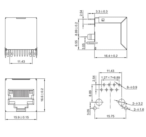 5/10Pcs RJ45 8P8C Female Socket Metal Shell Network Ethernet Cable Connector Interface PCB Mount Board Jack RJ-45 8pin