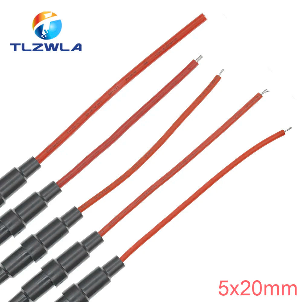 5PCS 5*20mm 6*30mm Glass Fuse Holder Screw Type 5X20mm with 22 20 18 16 14AWG Wire Cable 250V 5X20MM Glass Fuse Tube Fuse Casing