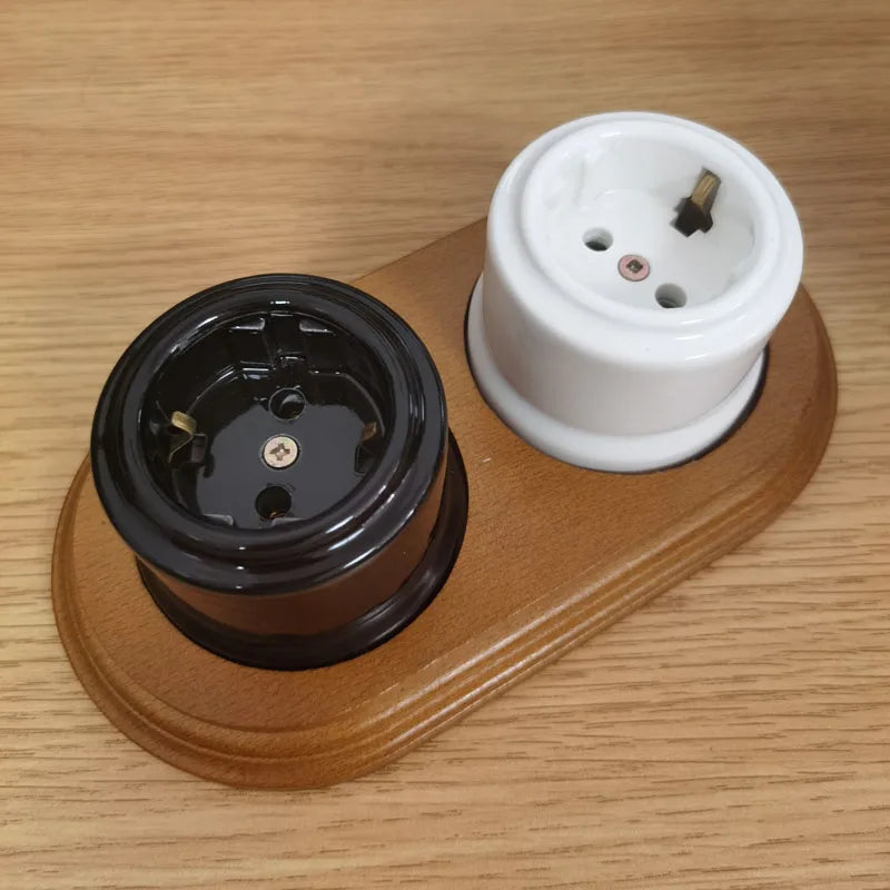 EU Ceramic Rotary Switch Wall Lamp Smart Light Knob Switch EU Socket 10A 250V For Home Decoration