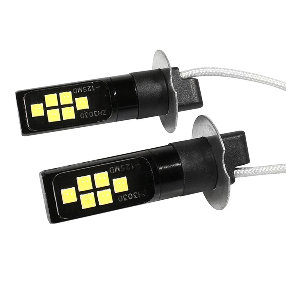 2pcs H3 LED Fog Light Bulb DC 12V 3030 SMD Car Fog Light Super Bright DRL Driving Lamp Built-in 5 Color Optional Headlight Bulb
