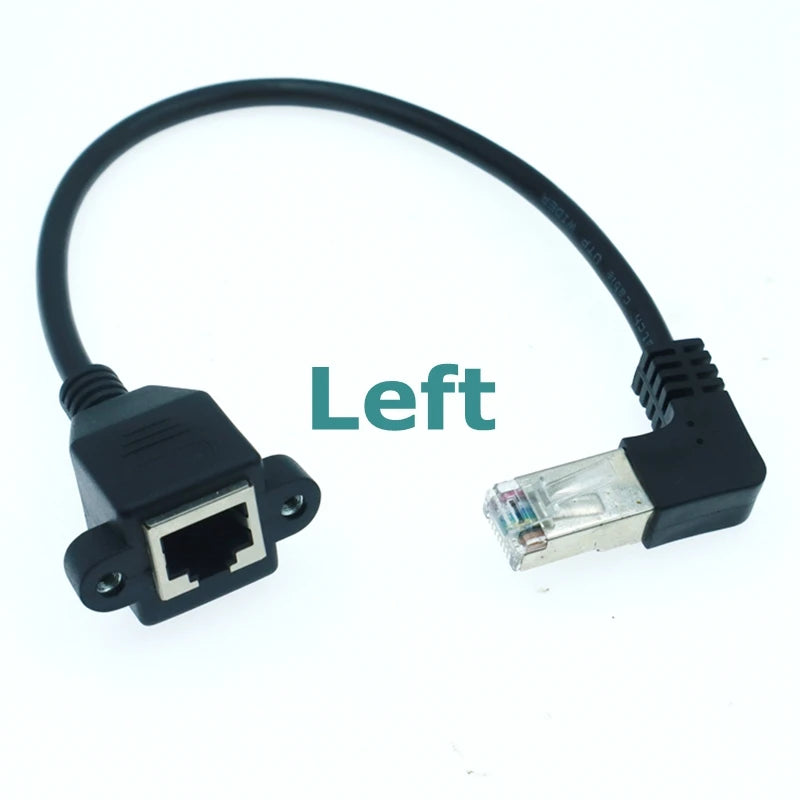 High Quality 90 Degree 8P8C FTP STP UTP Cat5 RJ45 Male to Female With Screw LAN Ethernet Computer Network Extension Cable