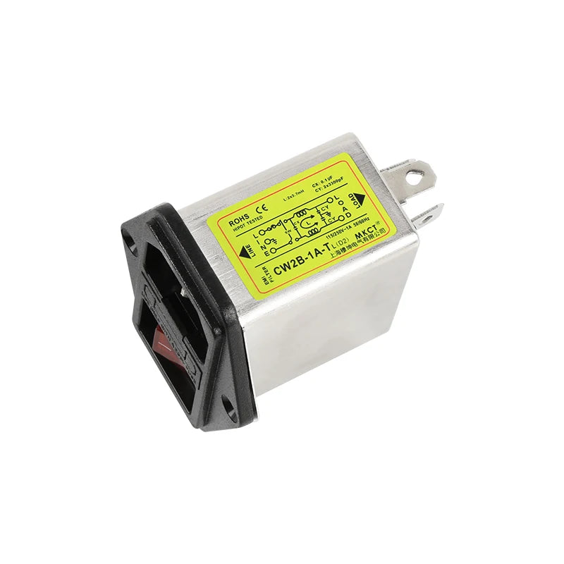 TOMZN 115V 230V Lighted AC Filter Communication Audio Power Supply Filter EMI Anti-Interference CW2B-1A-TL(D2) 3A 6A 10A