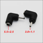 1pcs DC Connector 5.5 x 2.5MM Female Power Adapter to 3.0×1.1，3.5×1.35，4.0×1.35，4.0×1.7，4.8×1.7，5.5×2.1MM Male 90 Degree .
