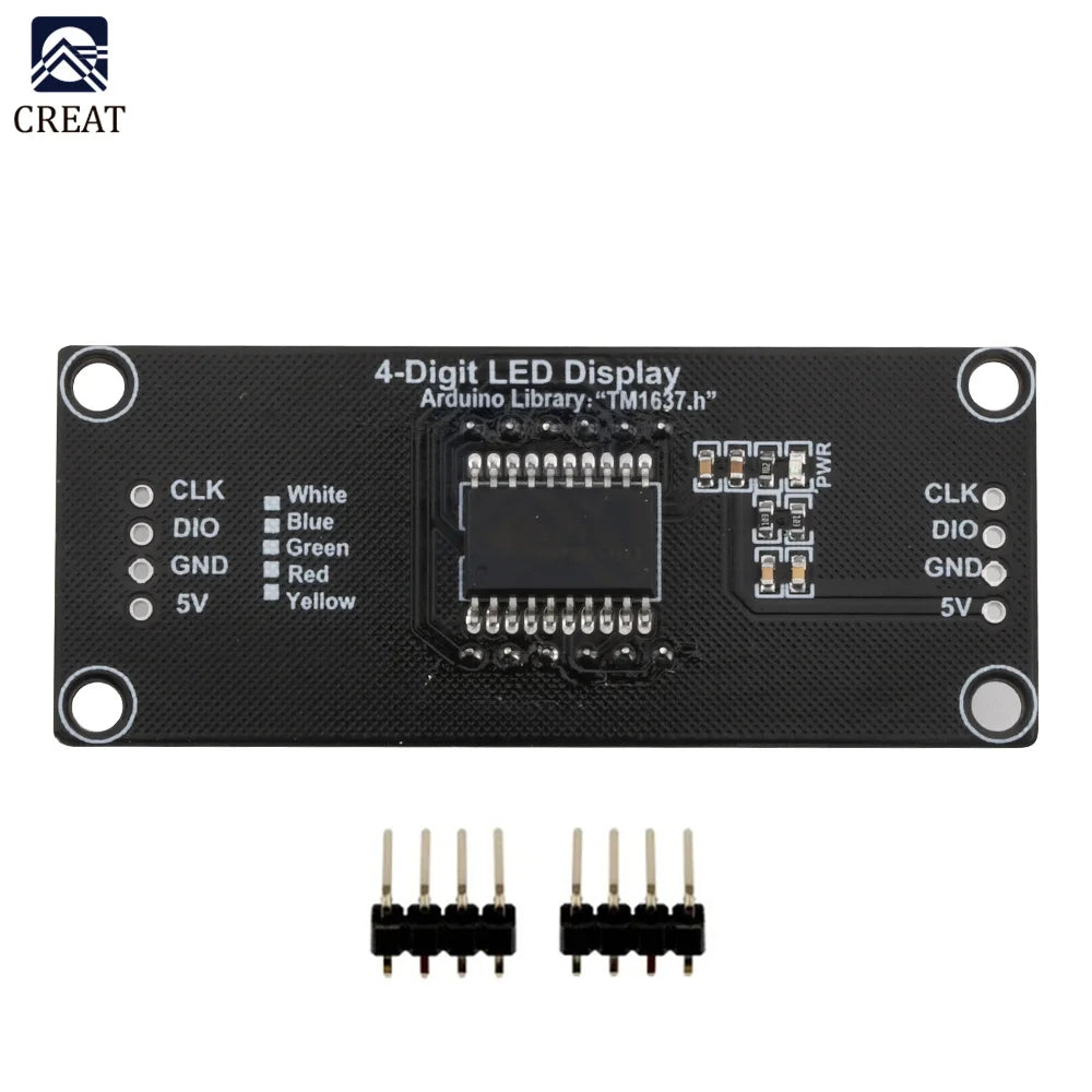 0.56" 4 Bit Digital LED Tube Display Module TM1637 Decimal 7 Segments Tube Display Module Yellow/White/Red/Green/Blue