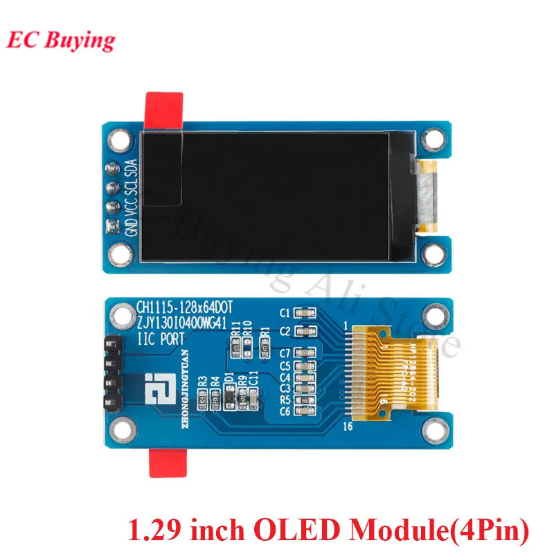 1.29 Inch OLED Module 1.29" 12864 Screen White 128X64 OLED LCD LED Display Module IIC SPI Interface CH1115 for Arduino