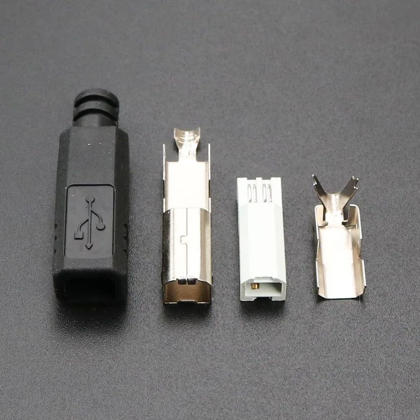 YuXi USB 2.0 B Type Male Four-piece DIY USB Connector DIY Soldering Printer Tail Charging USB Jack Port Plug