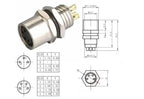 M8 Flange Socket Sensor Male&Female Stainless Steel Connector A Type 3&4 Pin panel back mount threaded coupling