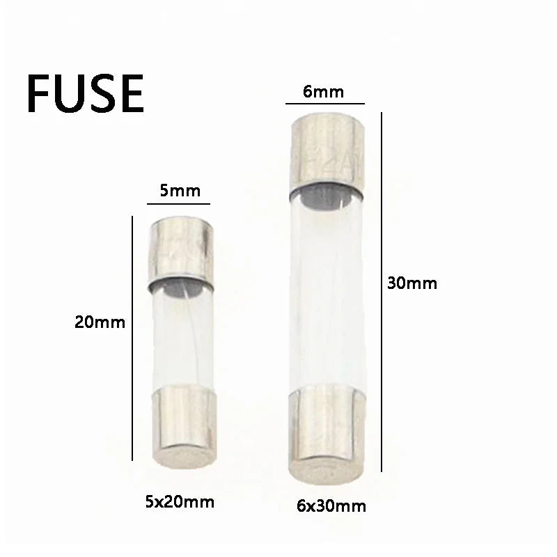 5*20 6*30 Glass Fuse Fast Fuse 250V 0.1A 0.2A 0.5A 1A 2A 3A 3.15A 4A 5A 6A 7A 8A 10A 12A 15A 20A 30A Quick Blow 5x20mm 6x30mm