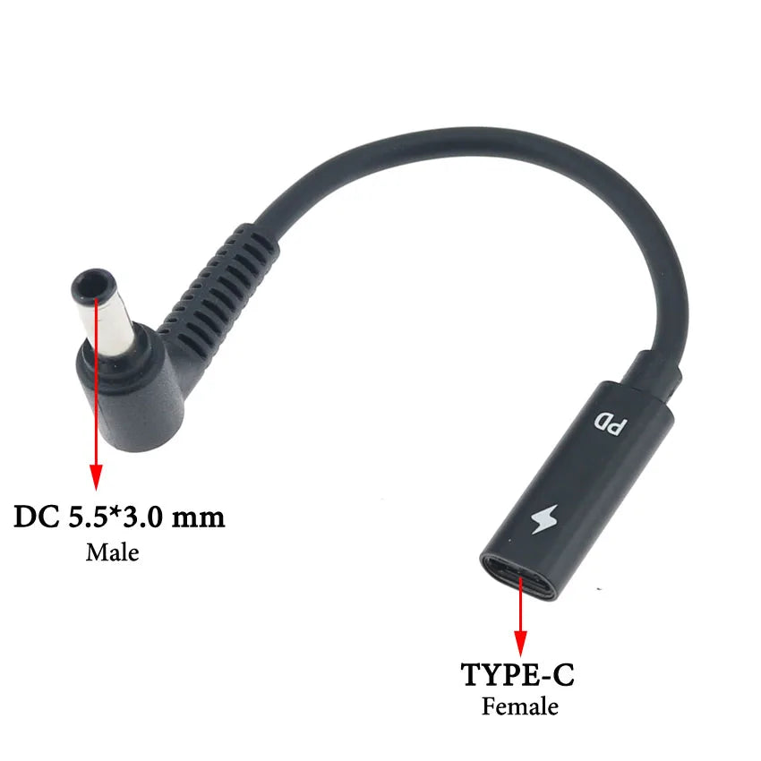 Cltgxdd USB 3.1 Type C Female to 4.0*1.35 5.5*2.5 4.5*3.0 4.0*1.7mm Male DC Plug Jack PD Power Charger Adapter Connector Cable