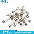 10pcs/lot 5*20mm 6*30mm Fast Blow Tube Fuses 250V 0.5A 1A 2A 3A 4A 5A 6A 6.3A 8A 10A 15A 20A 25A 30A AMP Fuse Ceramic Fusible