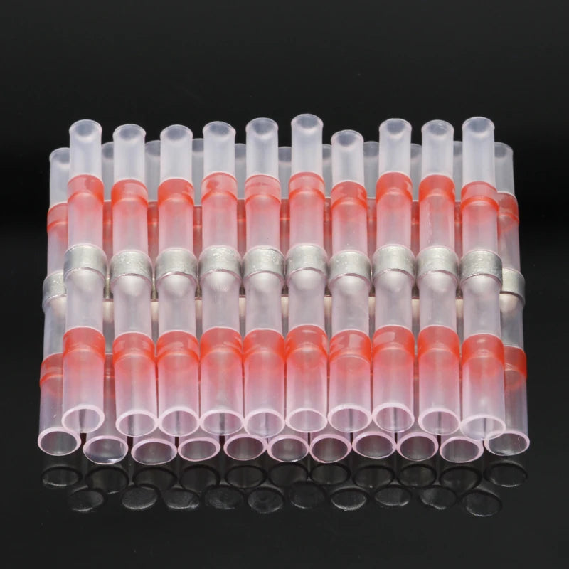 Heat Shrinkable Wire Connectors 50PCS SST21 Waterproof Sleeve AWG22-18 Butt Electrical Splice Tinned Solder Seal Terminal