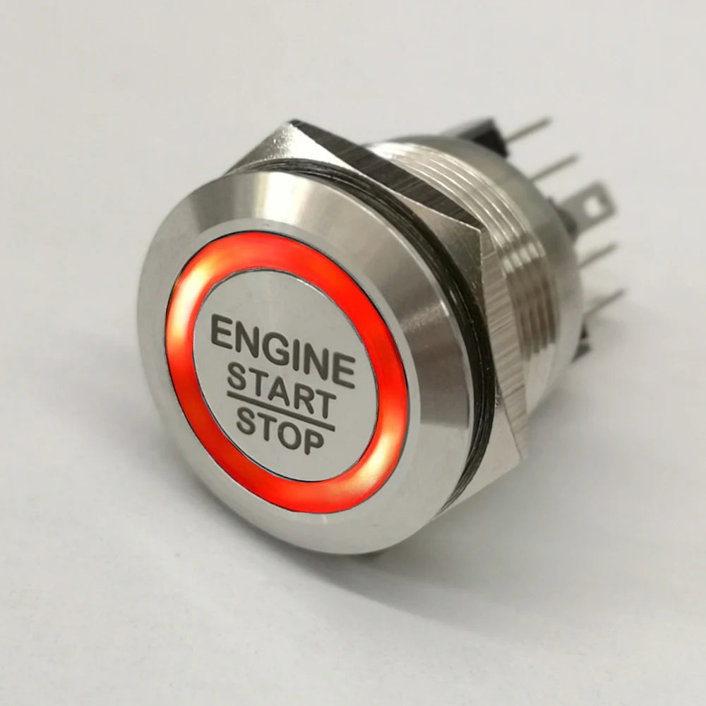 19mm 22mm 25mm 30mm Laser 'ENGINE START STOP' Engine Button ON OFF Ring Illuminated Momentary Push Button Switch+CE+RoHS