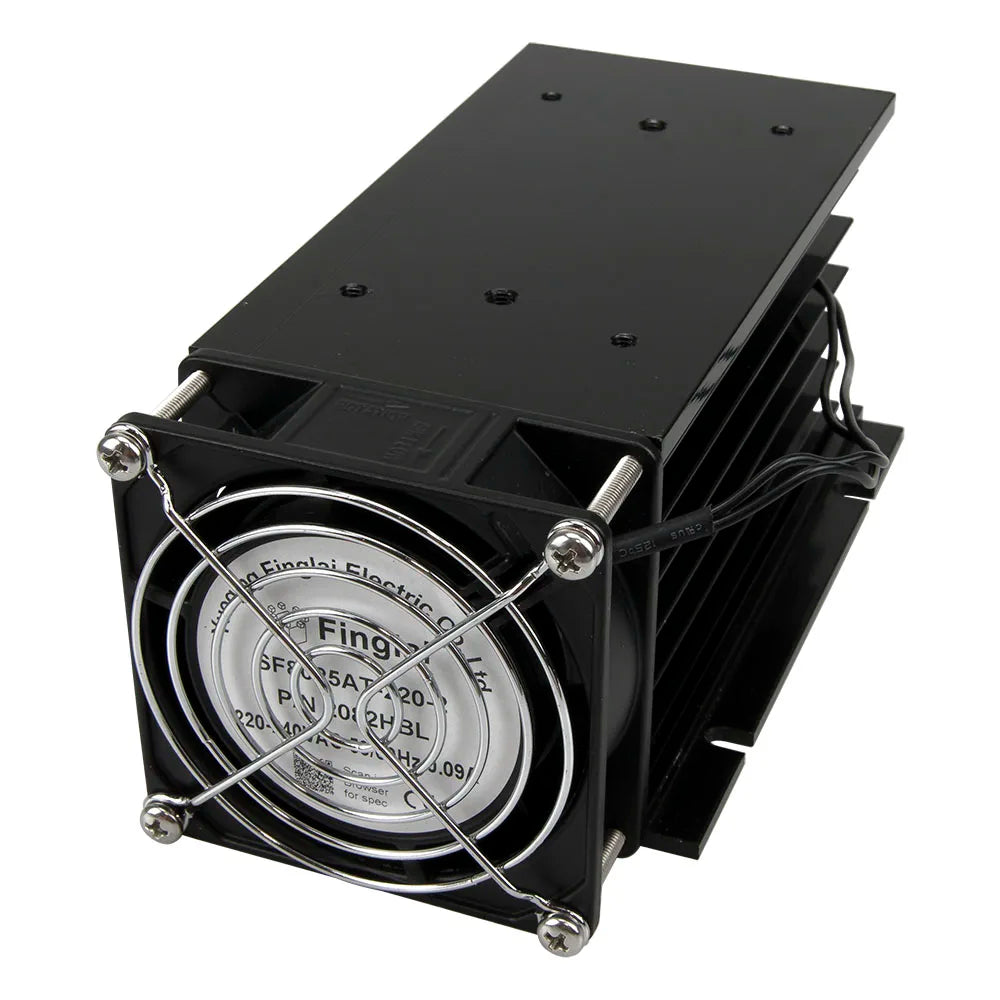 FHSH01F-150 150*100*80 mm 80A three phase solid state relay SSR aluminum heat sink radiator with 220VAC fan and protective cover
