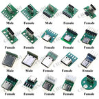 1Pcs USB 3.1 Type C Connector 90/180 Degree Vertical Test PCB Board Adapter Male Female Socket For Data Line Wire Cable Transfe