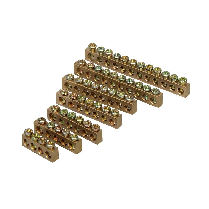 1Pcs Copper Terminal Wiring Distribution Box Grounding Brass Connection Row Zero Bar 4/5/6/7/8/10/12/15 Hole Zero Ground Row