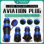 LD20 2/3/4/5/6/7/8/9/10/11/12 Pin Male + Female 20mm Circular Wire Panel Aviation Connector Socket Industrial Waterproof Connect