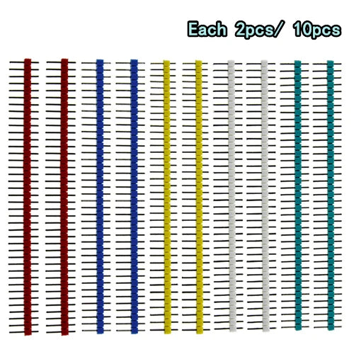 40 Pin 1x40 Single Row Male and Female 2.54 Breakable Pin Header PCB JST Connector Strip for Arduino Black