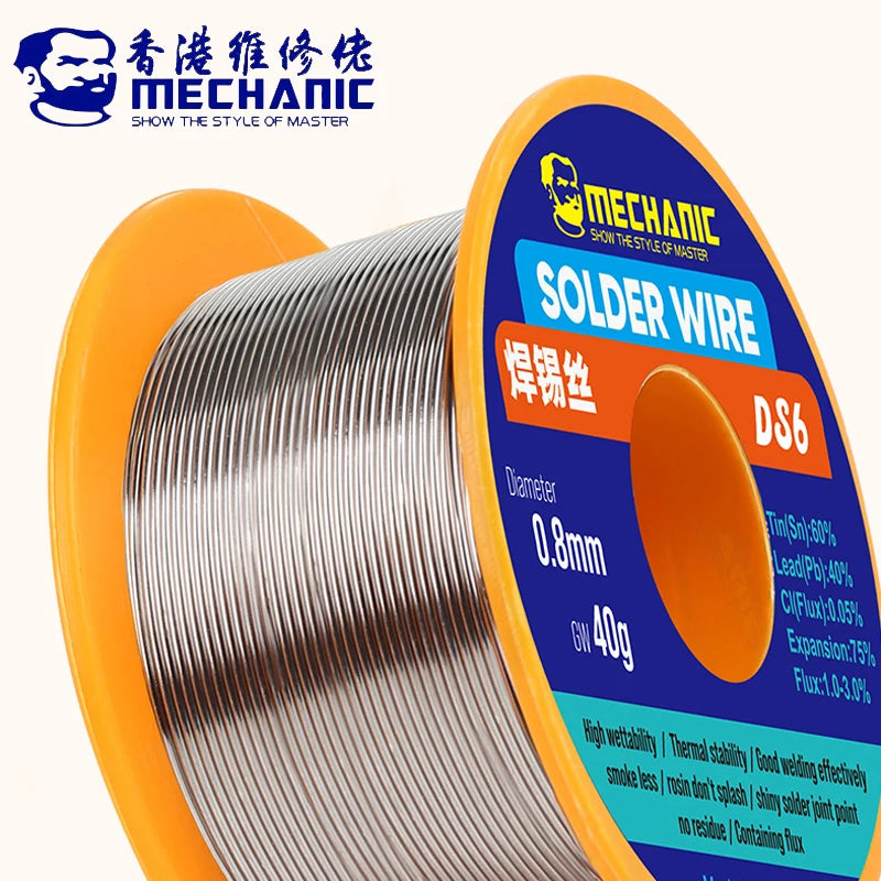 2Pcs/lot MECHANIC No-Clean Solder Wire 0.3/0.4/0.5/0.6/0.8mm Rosin Core Soldering Tin Wire for Phone Motherboard Welding Tools