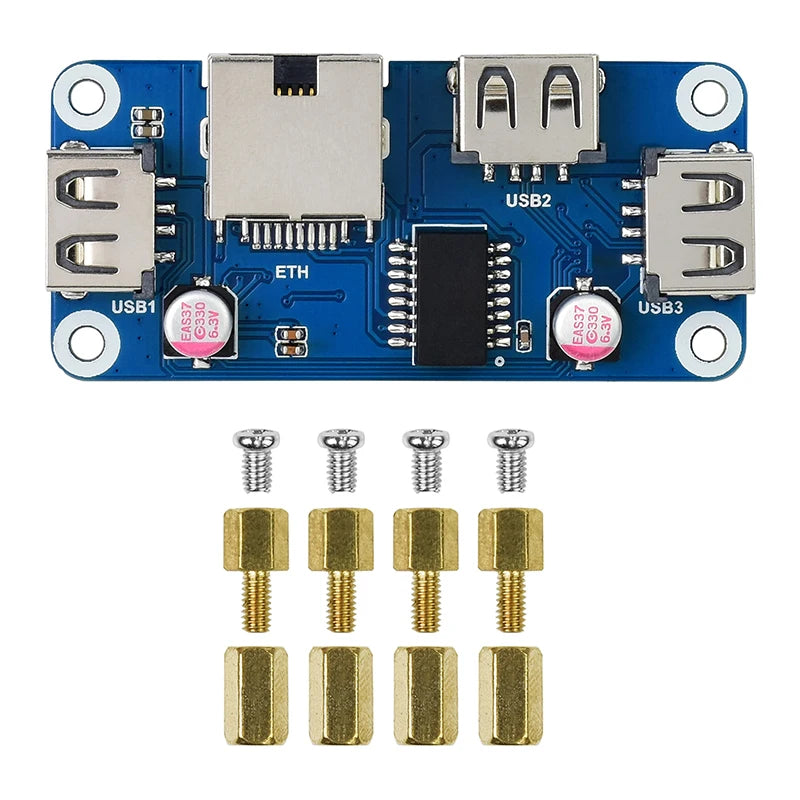 Raspberry Pi Zero 2 W Ethernet / USB HUB HAT (B) for Raspberry Pi Series 1 x RJ45 3 x USB 2.0 Interface for Raspberry Pi Zero