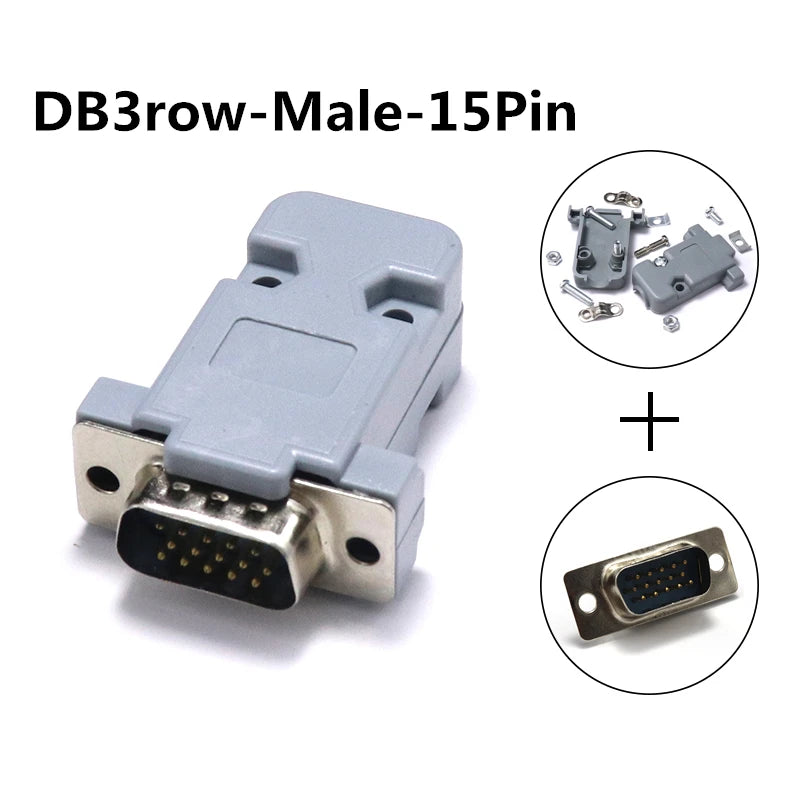 2/5sets DB-9 RS232 Serial Port Connector DB Connector 9/15/25/37 Pin Copper RS232 COM Adapter With Plastic Case Metal shell